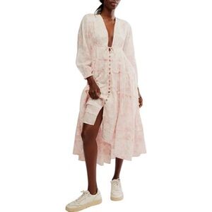 NEW Free People Pappiet Midi Dress in Crème Combo